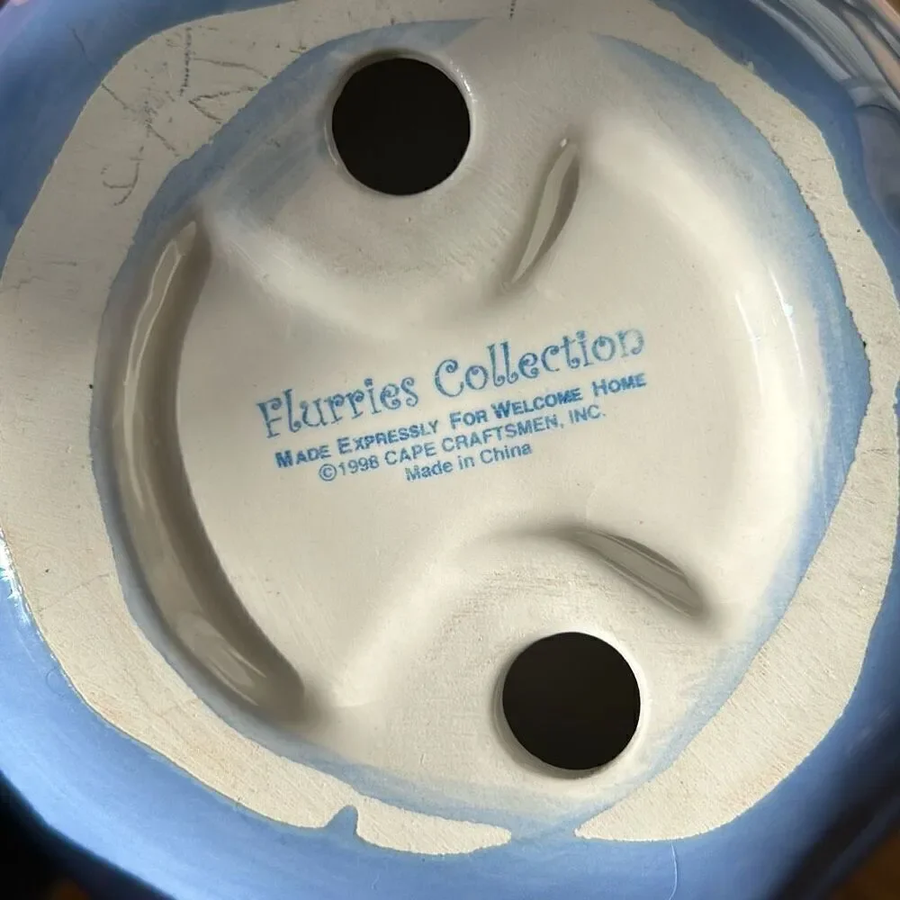 Vintage Flurries Collection Melted Snowman Holiday Christmas Trinket Dish